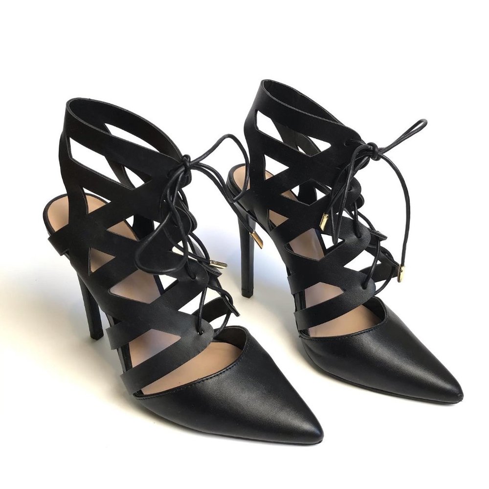 Strappy Vegan Leather Stilettos